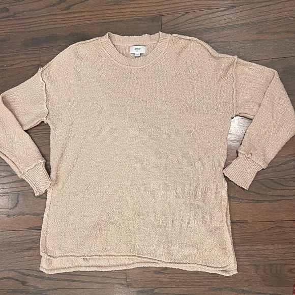 aerie Sweaters - Aerie Oversized Sweater Split Hem Cotton Blend Tan Small | Loungewear Boho Arts